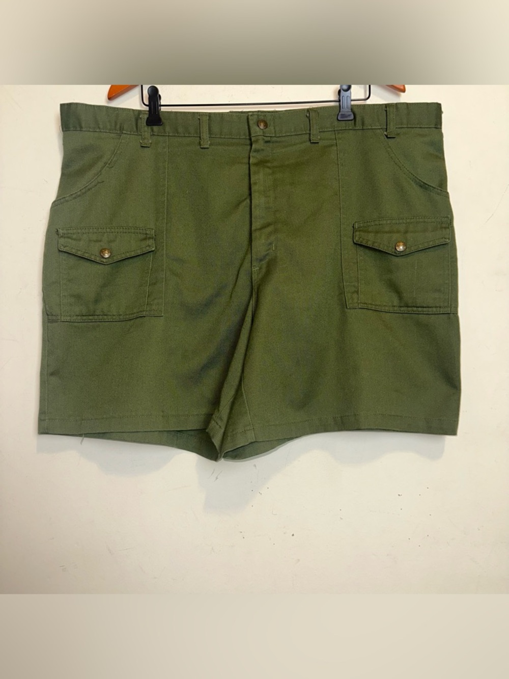 Vintage 1970s Boy Scouts of America Uniform Shorts Size Olive Drab High Waist 46